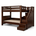 Letto a castello in legno con scala laterale marrone