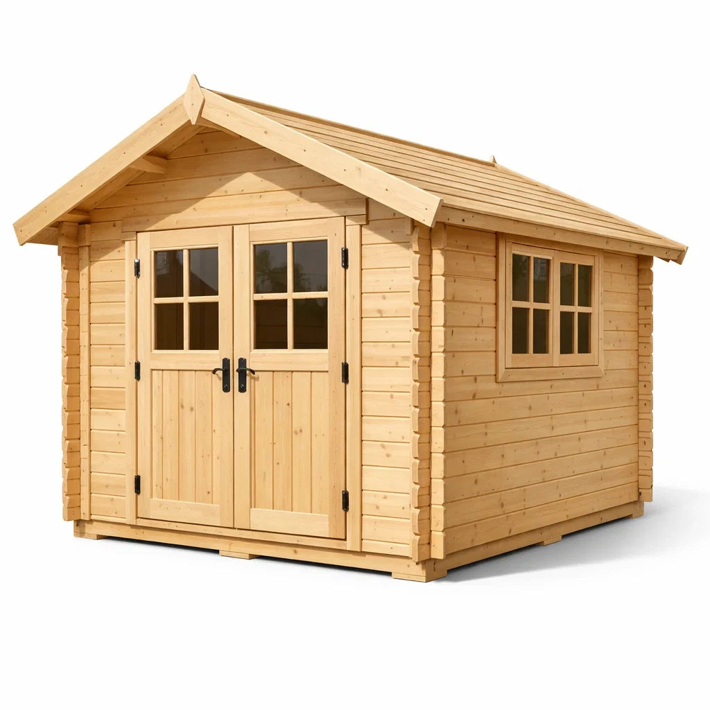 Capanno da giardino in legno di abete con doppia porta e finestra
