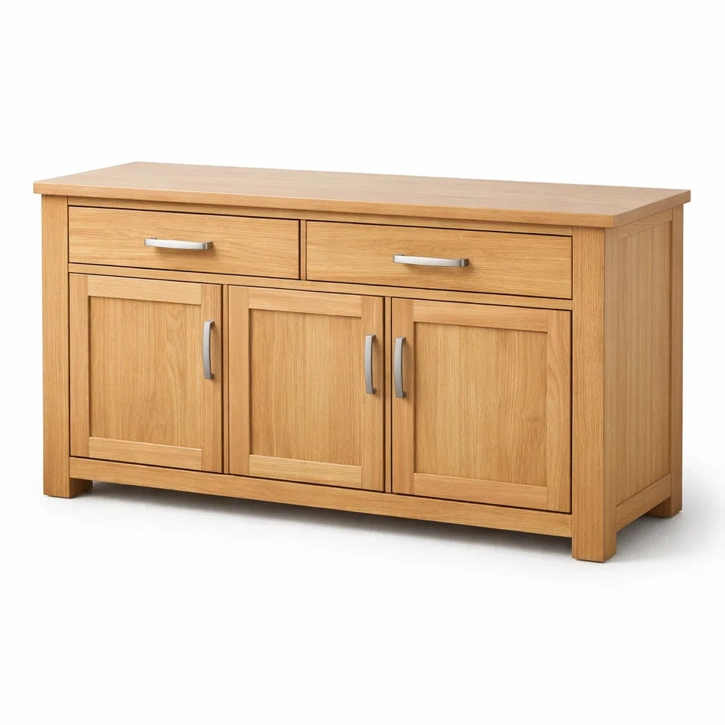 Credenza in legno di rovere con 2 cassetti e 3 ante